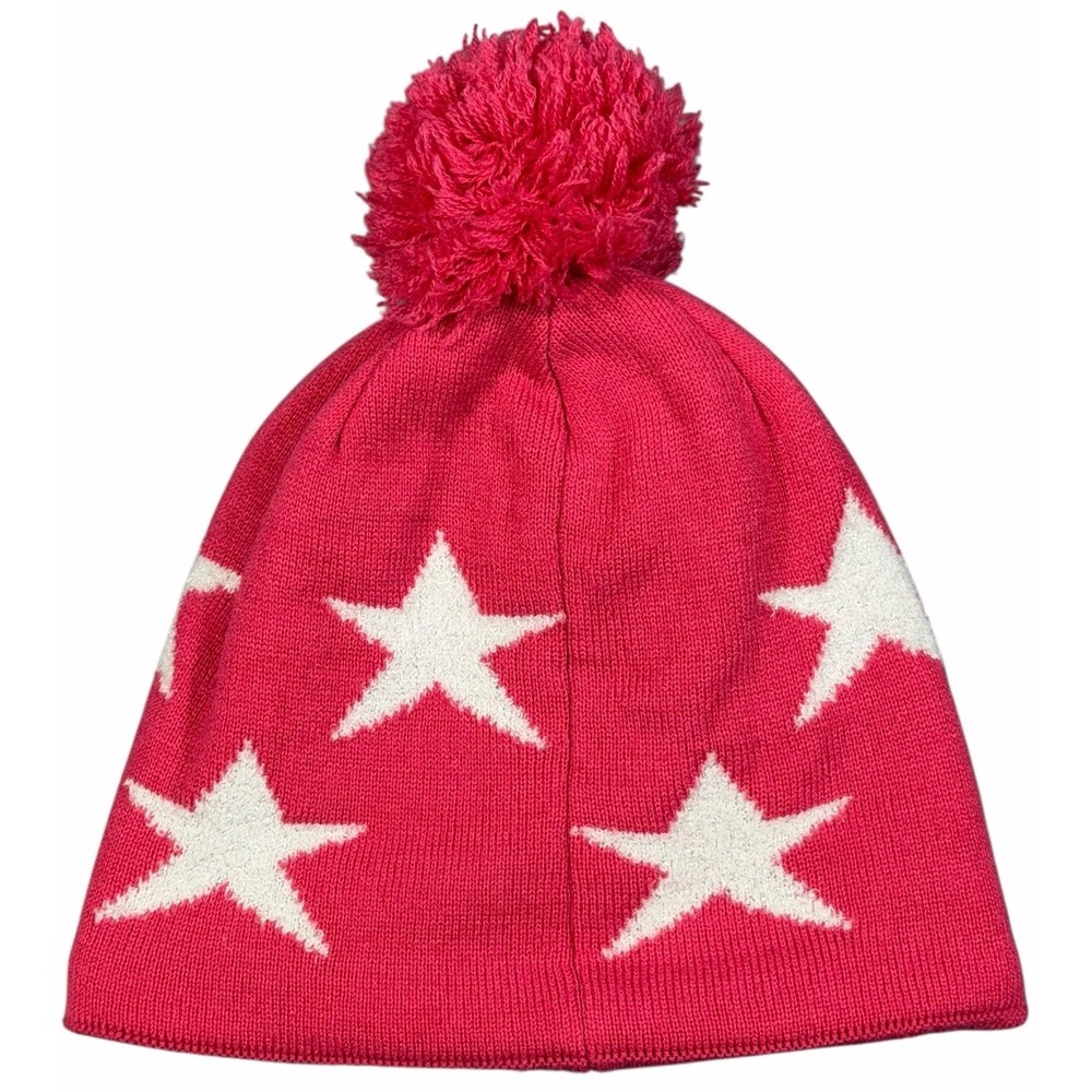 Rossignol Junior Beanie Pom Pom Fleece Lined Hat Girls OS Stars Pink Metallic - Picture 2 of 4